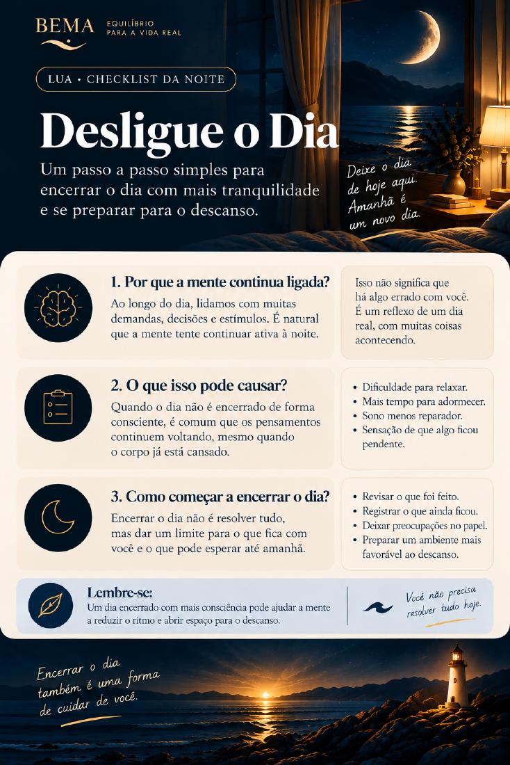 Primeira página oficial de Desligue o Dia — O Checklist da Noite